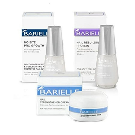Barielle Nail Deluxe 3-Piece Collection: No Bite Pro Growth .5 oz., Nail Strengthener Cream 1 oz. and Rebuilding Protein .5 (Best Nail Strengthener And Growth Formula)