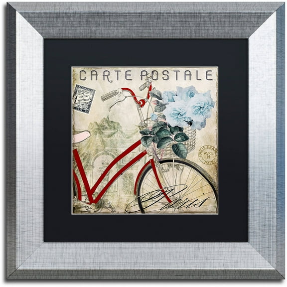 Trademark Fine Art "Postale Paris II" Canvas Art by Color Bakery Black Matte, Silver Frame