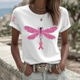 thumbnail image 2 of JULMCOMO Breast Cancer Shirts for Women Crew Neck Breast Cancer Awareness Pink Ribbon Casual Tshirts Rolled Short Sleeve Loose Cute Graphic Tees White L, 2 of 4