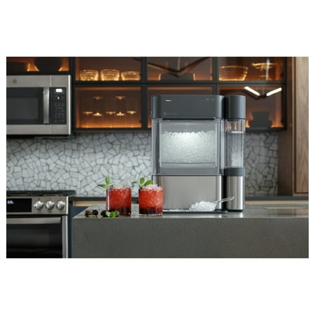 GE Profile - Opal 2.0 38-lb. Portable Ice maker with Nugget Ice Production, Side Tank, and Built-in WiFi - Black Stainless Steel