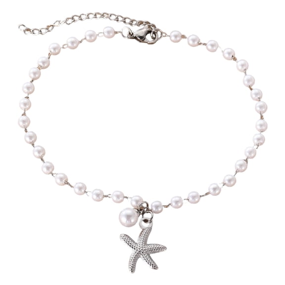 Mupvlun Steering Wheel Pearl Pendant Hanging Charm for Car Interior Rearview, Elegant Gold Chain Ornament, Ideal Teen Girls Automobile Accessory Silver