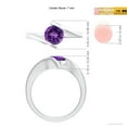 thumbnail image 4 of ANGARA Natural Bar-Set Solitaire Round 1.15 ct Amethyst Bypass Ring in 14K White Gold for Women (Size-7mm) | February Birthstone, Birthday, Anniversary, Jewelry Gift for Women | Natural Amethyst Ring, 4 of 9