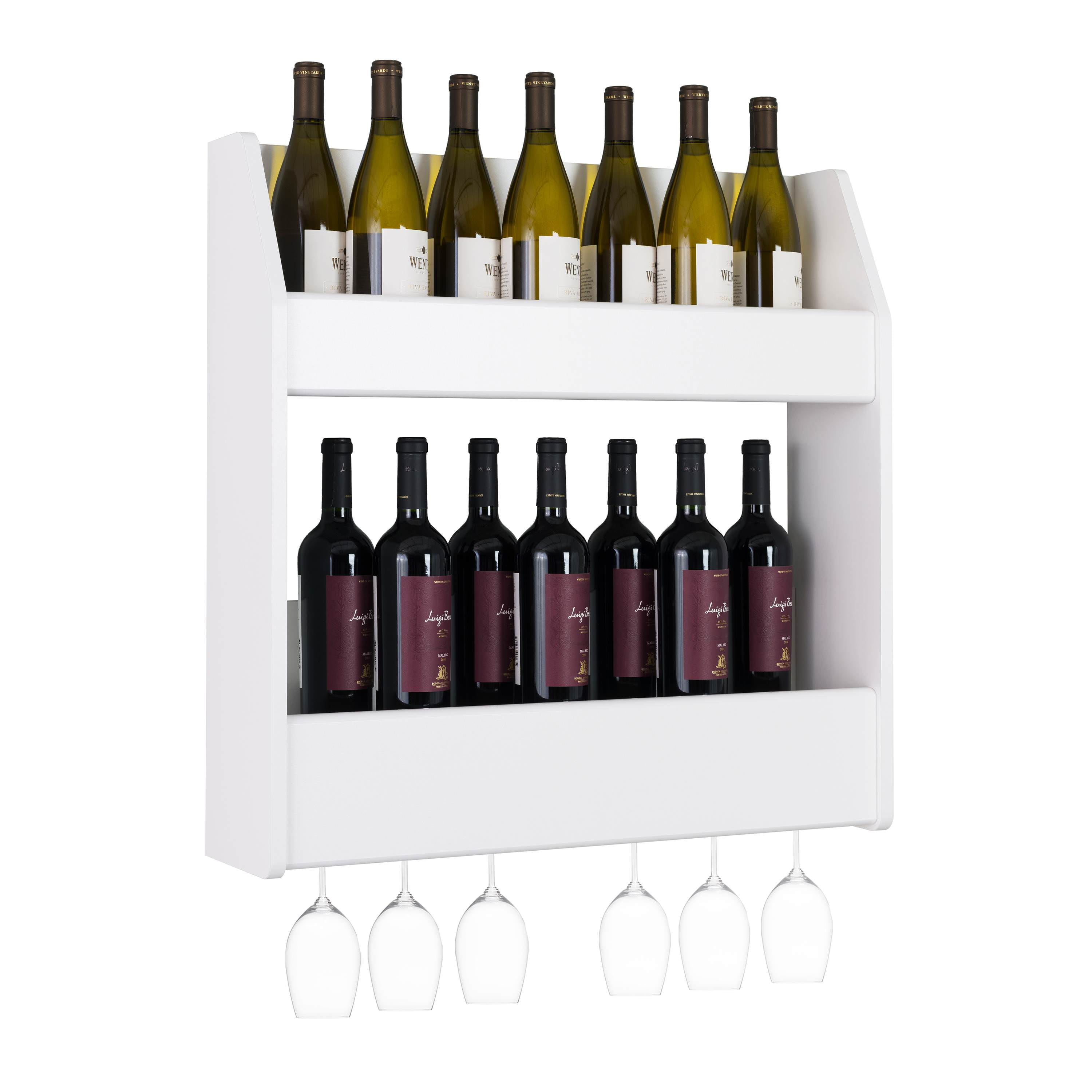 2Tier Floating Wine and Liquor Rack, White