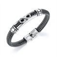 thumbnail image 1 of Pulsera de cuero para hombre con cierre magnético de acero inoxidable Brazalete Brazalete Pulseras de personalidad Feliz Sencillez, 1 of 4