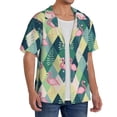 thumbnail image 4 of Xecao offers the Flamingo for Men's Casual Short-sleeved Shirt, a button-up collared shirt with a pocket, perfect for beach vacations and yacht travel in the 3X-Large size., 4 of 7