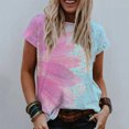 thumbnail image 2 of Gibobby Playera de Manga Corta con Cuello Redondo Mujeres Casual Summer Tops Floral Short Manga Round Neck Tee T Camisa lado suelto Tunic Blouse(Rosa caliente,XL), 2 of 5