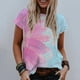 thumbnail image 2 of Gibobby Playera de Manga Corta con Cuello Redondo Mujeres Casual Summer Tops Floral Short Manga Round Neck Tee T Camisa lado suelto Tunic Blouse(Rosa caliente,XL), 2 of 5
