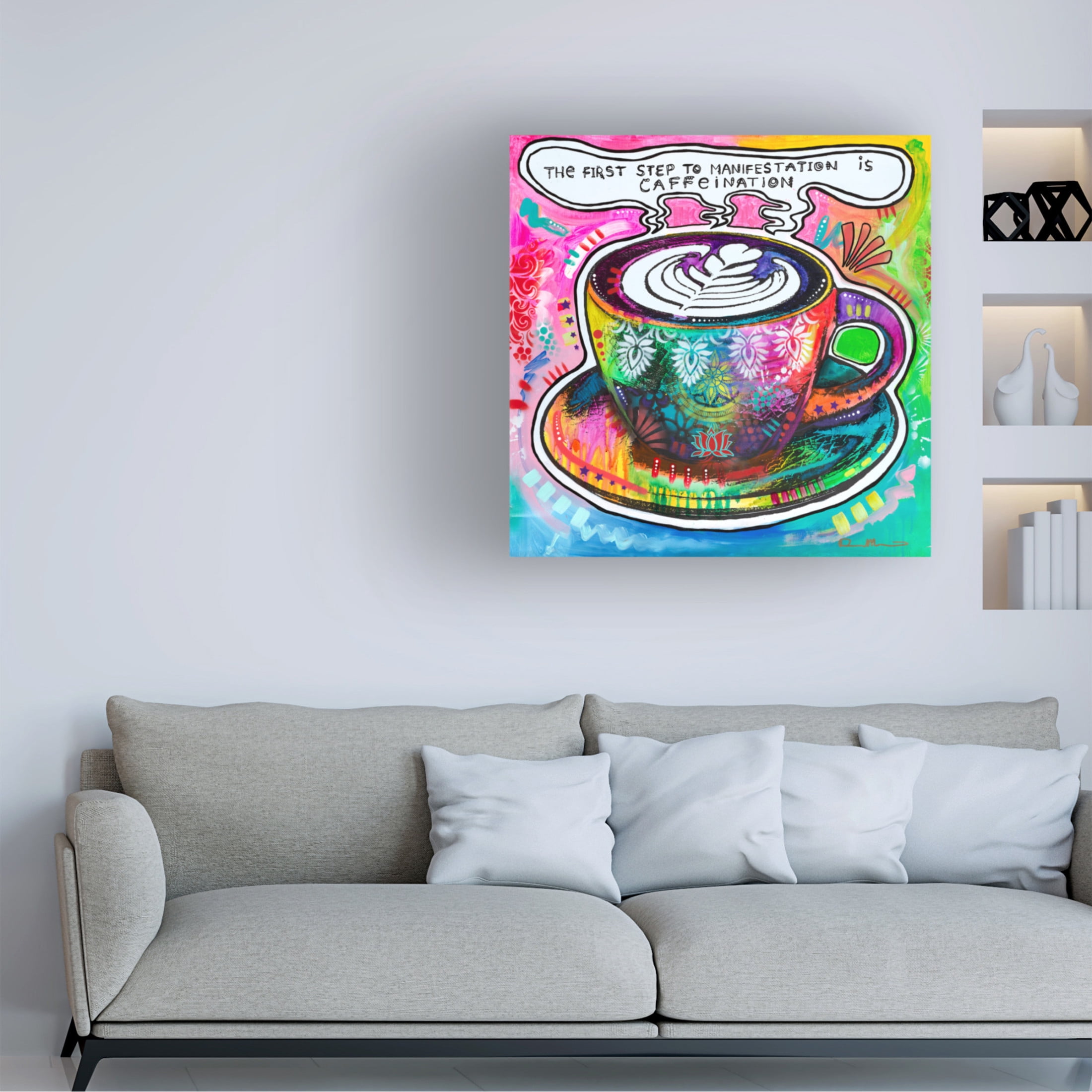 Canvas Wall Art - Dean Russo 'Caffeination' Wall Art for Living Room, Bedroom, or Office Décor by Trademark Fine Art - 35 x 35 Inches