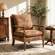 Mid-Century Vintage Spindle Armchair,Tech-Fabric Accent Chair with Cushion & Wood Frame for Living Room Bedroom Office,Coffee