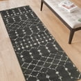 thumbnail image 4 of BizChair Geometric Bohemian Low Pile Rug - 2' x 6' - Dark Gray/Ivory Polyester, 4 of 8