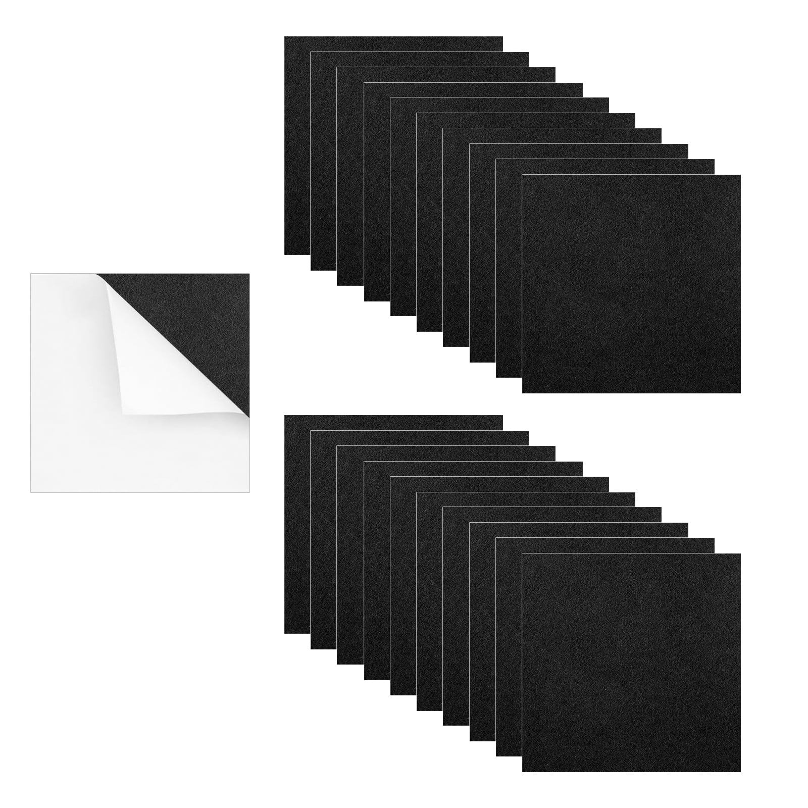 4"x4" Strong Adhesive Felt Sheet, 20 Pieces Black Felt Fabric Adhesive