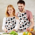 thumbnail image 3 of White Cow Black Shape Pattern Apron-Garden Aprons for Women with Pockets-Cotton Linen Waterproof Kitchen Cooking Gardening Aprons Adjustable for Kitchen,Cooking,BBQ and Salon 33x27 Inch, 3 of 7