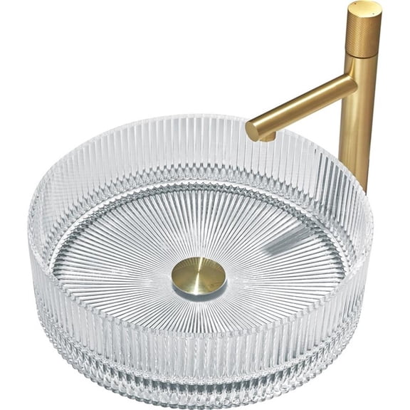 Cowrie 16" Tempered Glass Circular Vessel Bathroom Sink - Clear
