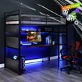 X Rocker Gaming Bunk Bed, Metal, Shelves, Twin, Black
