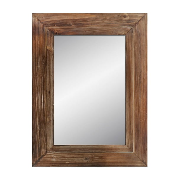 Barnyard Designs 24 X 32 Decorative Torched Wood Frame Wall Mirror Large Rustic Farmhouse Decor Vertical Or Horizontal Hanging For Bathroom Vanity Living Room Bedroom Brown Com Bathroom Vanity, Wooden Wall Mirror Bathroom