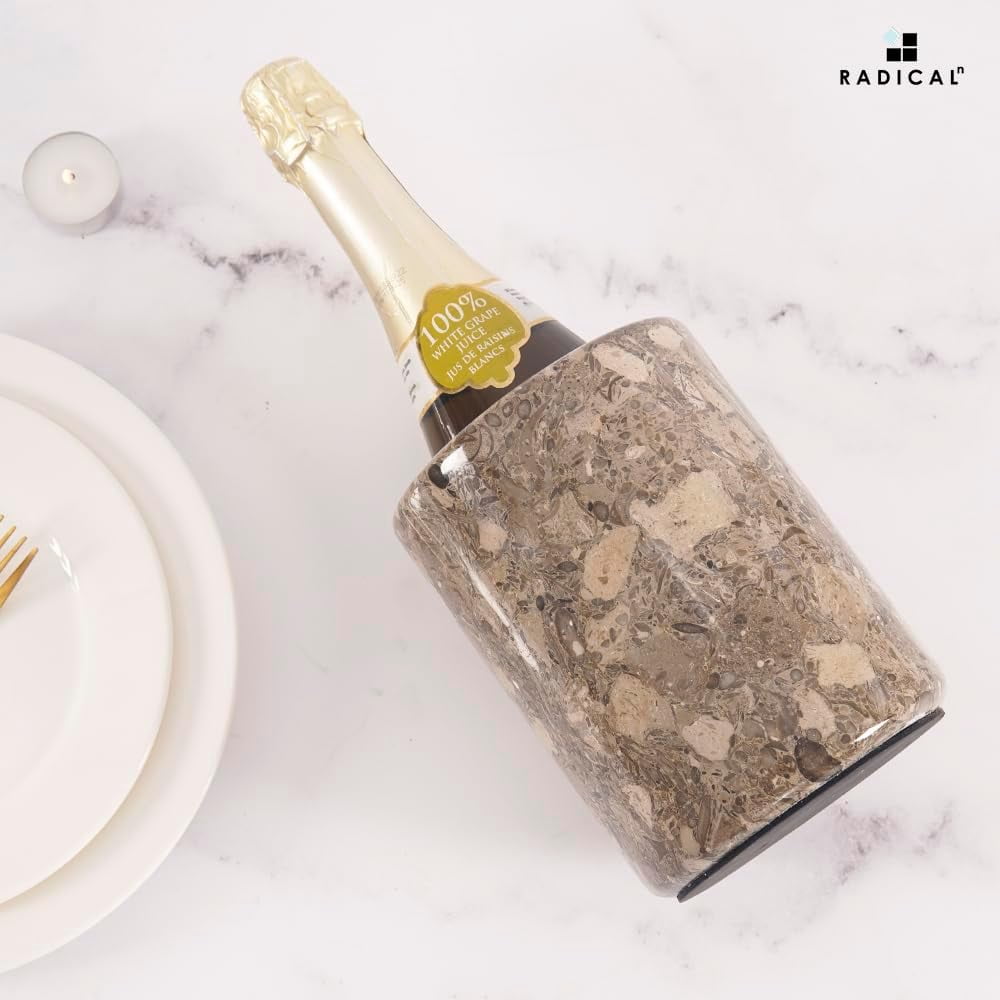 Radicaln Marble Wine Chiller Bucket 6.5 inches Oceanic Handmade Small Champagne Chiller and Wine Bottle Holder for Bar Accessories, Ideal Wine Bucket and Beverages Cooler for Parties