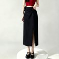 thumbnail image 5 of Wxolcjlv Womens Twist Front Midi Skirt High Waist Side Slit Slim Skirts, 5 of 6