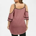 thumbnail image 3 of Yuyuzo Cold Shoulder Tops for Women Plus Size Ruffle Short Sleeve Shirts Keyhole V Neck Pleated Irregular Hem Blouses, 3 of 6