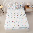 thumbnail image 4 of Erosebridal Cartoon Cloud Pattern Zipper Twin Comforter Sets with Fitted Sheet and 2 Pillowcases,Rainbow Star Print Zipper Bedding Set,Pink Teal Yellow,Reversible, 4 of 6