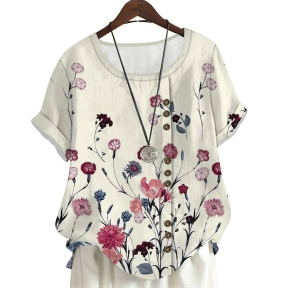 CLOOCL Women Blouses Morning Glory 3D Printed Short Sleeve T-Shirts Tops Oversized