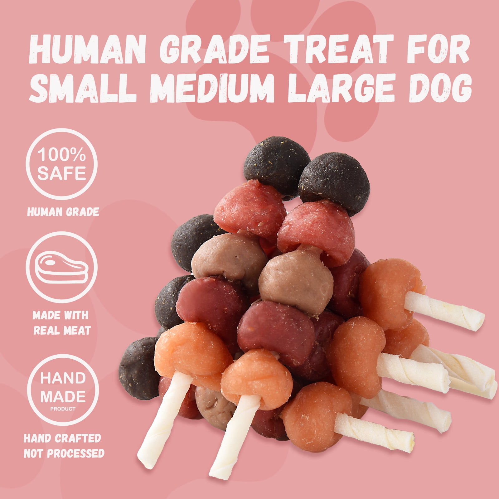 (2 pack) Pawmate Kabob Dog Treats, Chicken Beef Duck Rabbit and Salmon Dog Treats for Dogs, 10.6oz