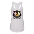 thumbnail image 2 of Funny Neon Summer California Beach Tiger | Womens Animal Lover Jersey Racerback Tank Top, White, Small, 2 of 4