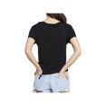 thumbnail image 2 of Rachel Roy Womens Cropped Tie Front Basic T-Shirt, Black, Small, 2 of 2