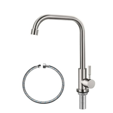 Cold Only Water Tap Single Hole Kitchen Sink Faucet SUS304 Stainless Steel Brushed Nickel