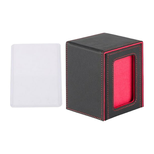 Caja de almacenamiento de baraja de cartas, estuche de recolección de cartas, tarjetas de fútbol, tarjetas coleccionables Forro rojo