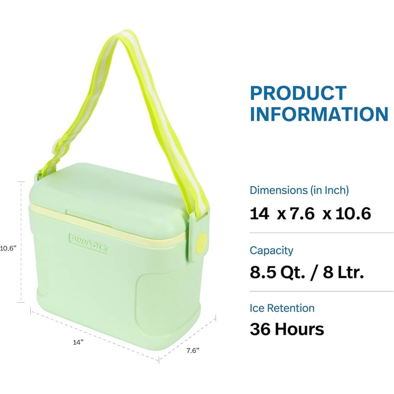 Pinnacle 8.5Qt Mini Cooler – 14 x 7.6 x 10.6In Ice Box with Smart