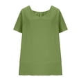 thumbnail image 6 of Yievot Short Sleeve Linen Shirts for Women Loose Casual V-Neck Summer Tops Flowy Layered Ruffle Beach Blouses, 6 of 6