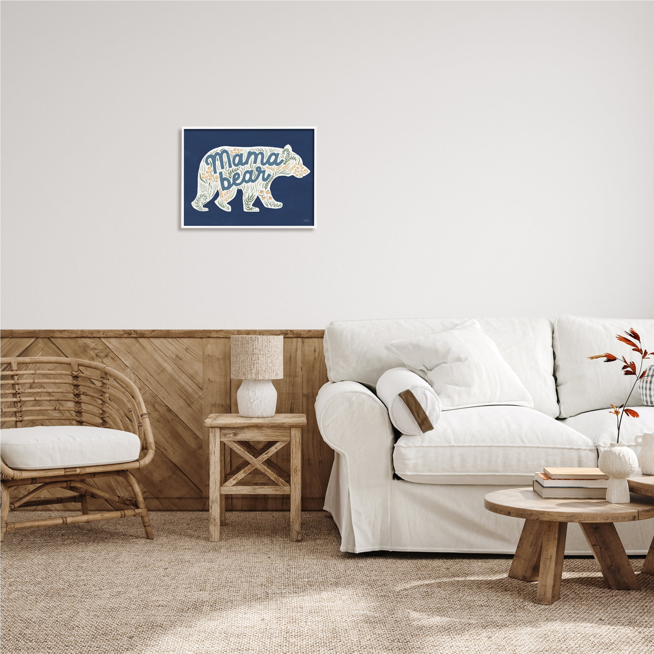 Stupell Industries Blue Mama Bear Botanicals Botanical & Floral Painting White Framed Art Print Wall Art, 20 x 16