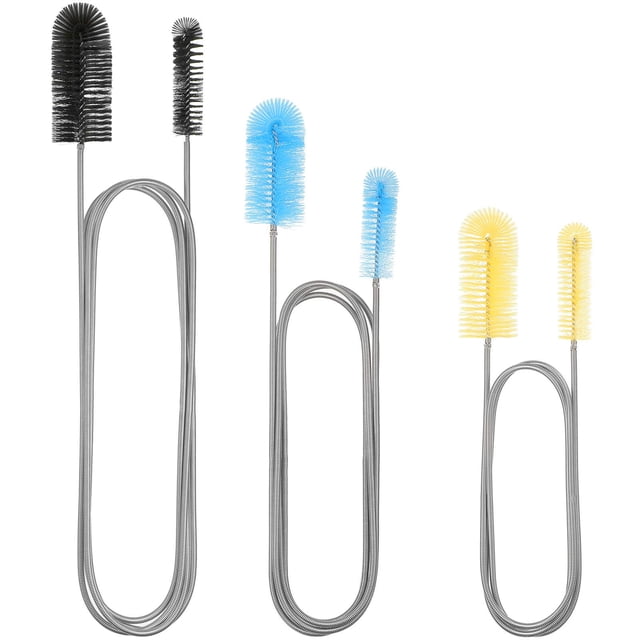 Cepillo de manguera para filtro de acuario, acero inoxidable, 3 unidades