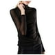 thumbnail image 2 of Top de manga larga de malla transparente con cuello alto falso para mujer - Elástico, blusa para combinar, informal/elegante, 2 of 6