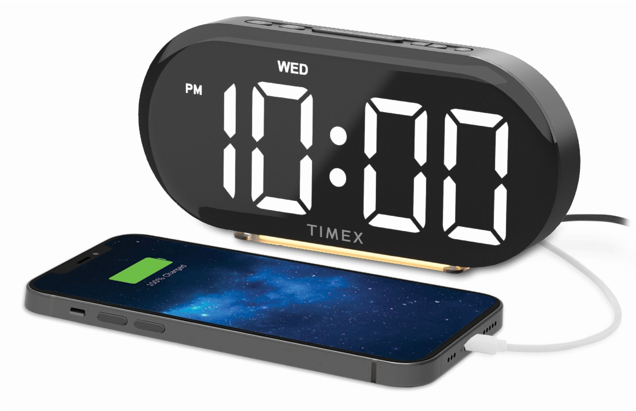 Timex Dual Alarm Clock with Dual USB Charging and Nightlight