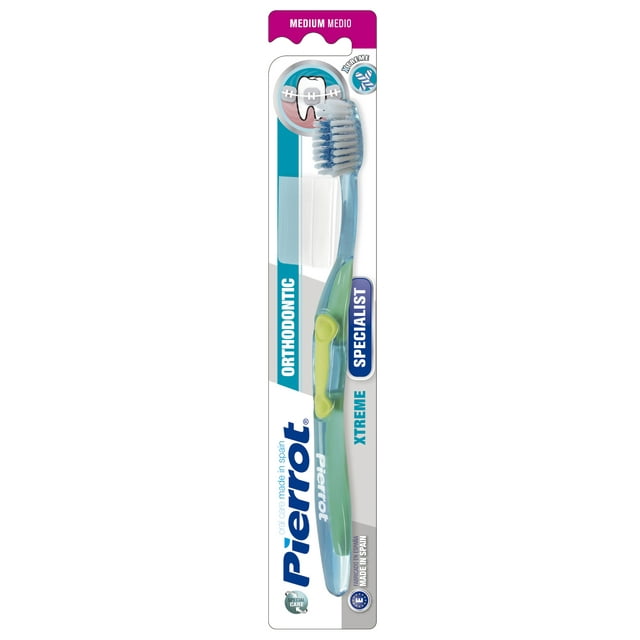 Pierrot XTREME Orthodontic Toothbrush - Compact Head, V-Trim, Spiral Bristles, Ergonomic Handle, and Stay Clean Cap
