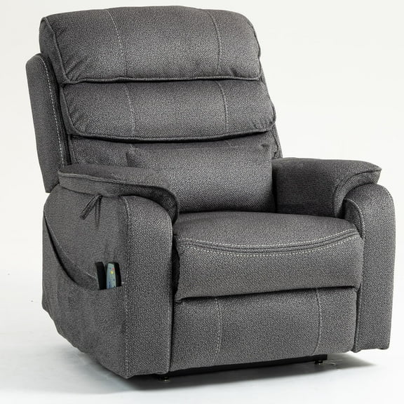 LEGAHOME Oversized Lift Recliner Chair with Wireless Phone Charging and Retractable Tray Table, 180 Degree Lying Flat Electric Power Sofa with Heat & Massage, Side Pocket, Cup Holder, Gray