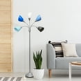 thumbnail image 4 of Simple Designs 67" Medusa 5-Light Adjustable Gooseneck Floor Lamp, Silver with Blue/White/Gray Shades, 4 of 10