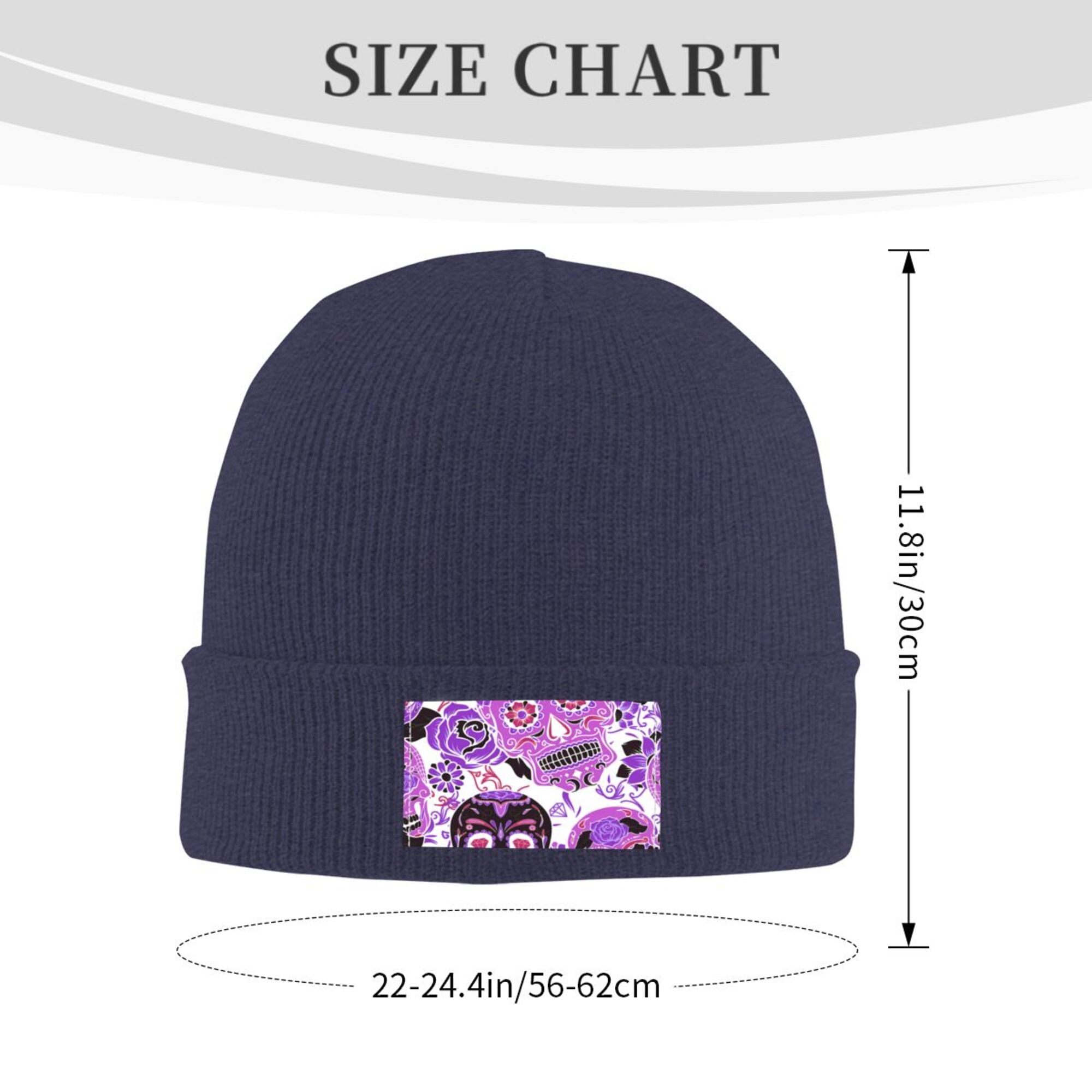 ZICANCN Gothic Purple Skeleton Skull Knit Beanie Hat, Winter Cap