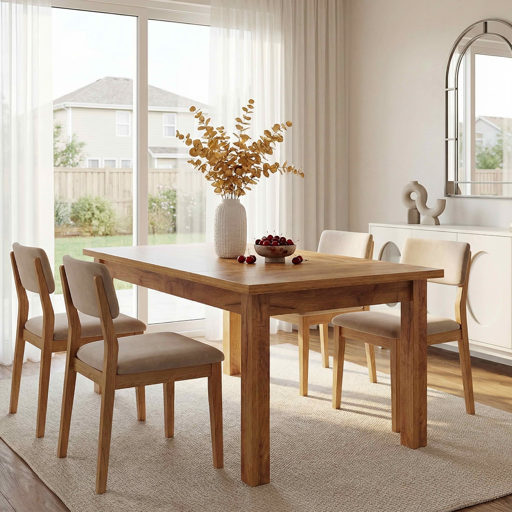 MAYEERTY 70.9 Inch Farmhouse Wood Dining Table, Rectangular Breakfast Table with Ample Legroom for 6 to 8 People