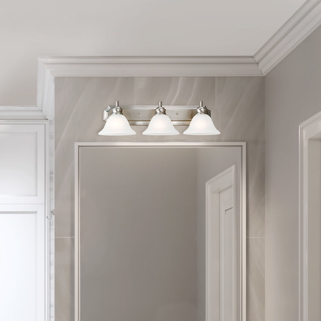 Design House 510263 Bristol Vanity Light Dimmable with Frosted Glass for Above Bathroom Mirror, Satin Nickel, 3-Light
