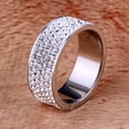 thumbnail image 5 of AYYUFE Unisex Men Women Five Rows Rhinestones Inlaid Wedding Band Knuckle Couples Ring Metal Silver, 5 of 8