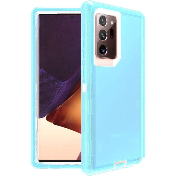 for Samsung Galaxy Note 20 Case Military Drop Tested 3 in 1 Protective Cover Heavy Duty  Rugged Shockproof for Galaxy Note 20 Phone Case (Clear Blue)