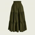 thumbnail image 4 of Huresd Women Elastic Waist Ruffle Hem Tiered Midi Skirt Army Green S, 4 of 4