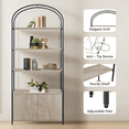 thumbnail image 7 of Rosary Blenn  71’’ Arched Bookshelf with Cabinet, 4-Tier Freestanding Metal Frame Bookcase with Engineered Wood Shelves,, 7 of 7