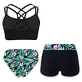 thumbnail image 2 of YONGHS Girls 3 Piece Swimsuits Bathing Suit Sports Crop Top Briefs Swim Trunks Outfits Swimwear Lily-B 4, 2 of 7
