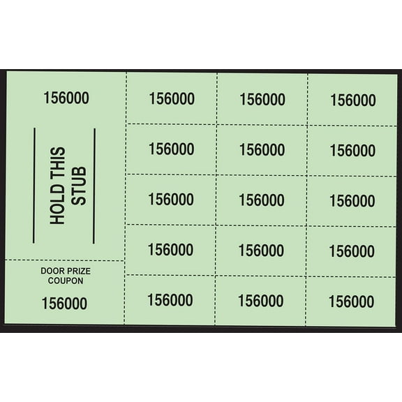 500 Green Chinese Auction Tickets (15 Bid Numbers per Sheet, Stub w/ "Hold This Stub")