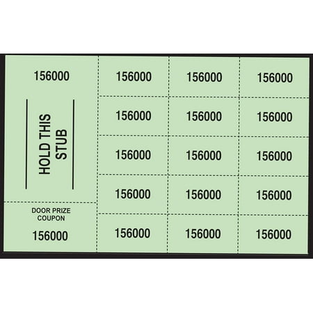 500 Green Chinese Auction Tickets (15 Bid Numbers per Sheet, Stub w/ "Hold This Stub")
