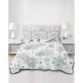 thumbnail image 2 of Full Size Quilt Bedding Set, Green Snowflake Christmas Reversible Summer Quilt 3 Pieces, Xmas Snowflake Lightweight Bedspreads Coverlets with 2 Pillow Shams for All Seasons, 2 of 5