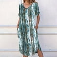 thumbnail image 2 of Felwors Femmes Nouvelle Mode d'Été Fendue V Robe à Manches Courtes Imprimé, 2 of 8